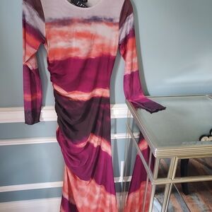 Vibrant Long Sleeve Tie-Dye Dress